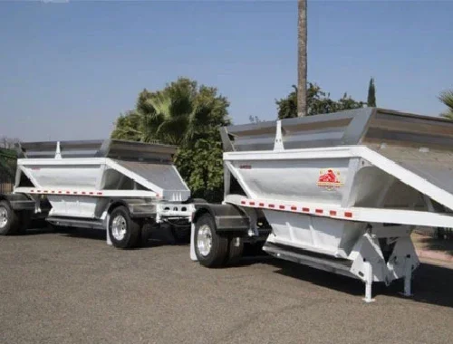 Double bottom dump hauling for road base, gravel, sand, and aggregates